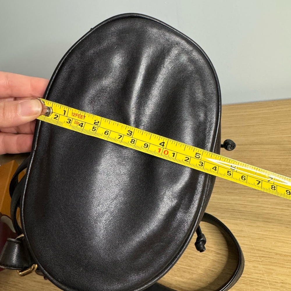 Ralph Lauren Black Leather Drawstring Backpack - Picture 11 of 14